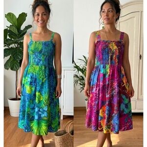 Set of two  Vibrant Floral Midi Dress 3X